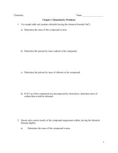 Chemistry Name Chapter 2 Quantitative Problems For simple table