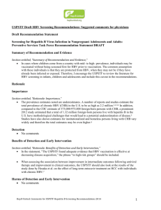 USPSTF Draft HBV Screening Recommendations: Suggested