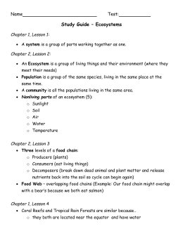 Ecosystem Study Guide