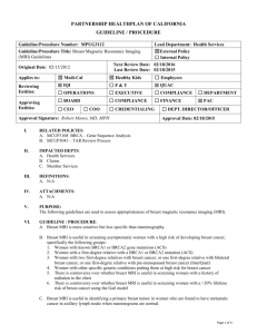 Breast Magnetic Resonance Imaging (MRI) Guidelines