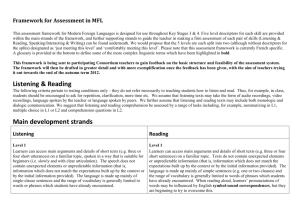 Introduction, Reading and Listening Framework