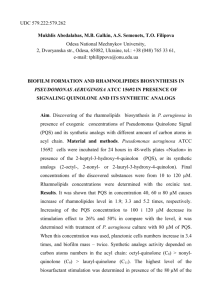 biofilm formation and rhamnolipides biosynthesis in Pseudomonas