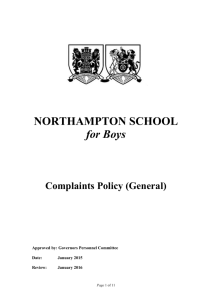 Complaints Policy - Northampton School For Boys