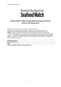 Seafood Watch® DRAFT Energy (GHG Emissions) Criteria for