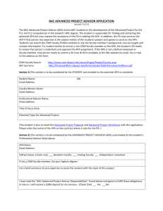 BAC Advanced Project Advisor Application