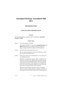Aboriginal Heritage Amendment Bill 2011