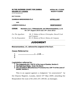 9. APPEAL CIV JUDGMT 173 2009 ZAMBIAN