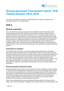 School-assessed Coursework report: VCE Theatre Studies 2014*2018