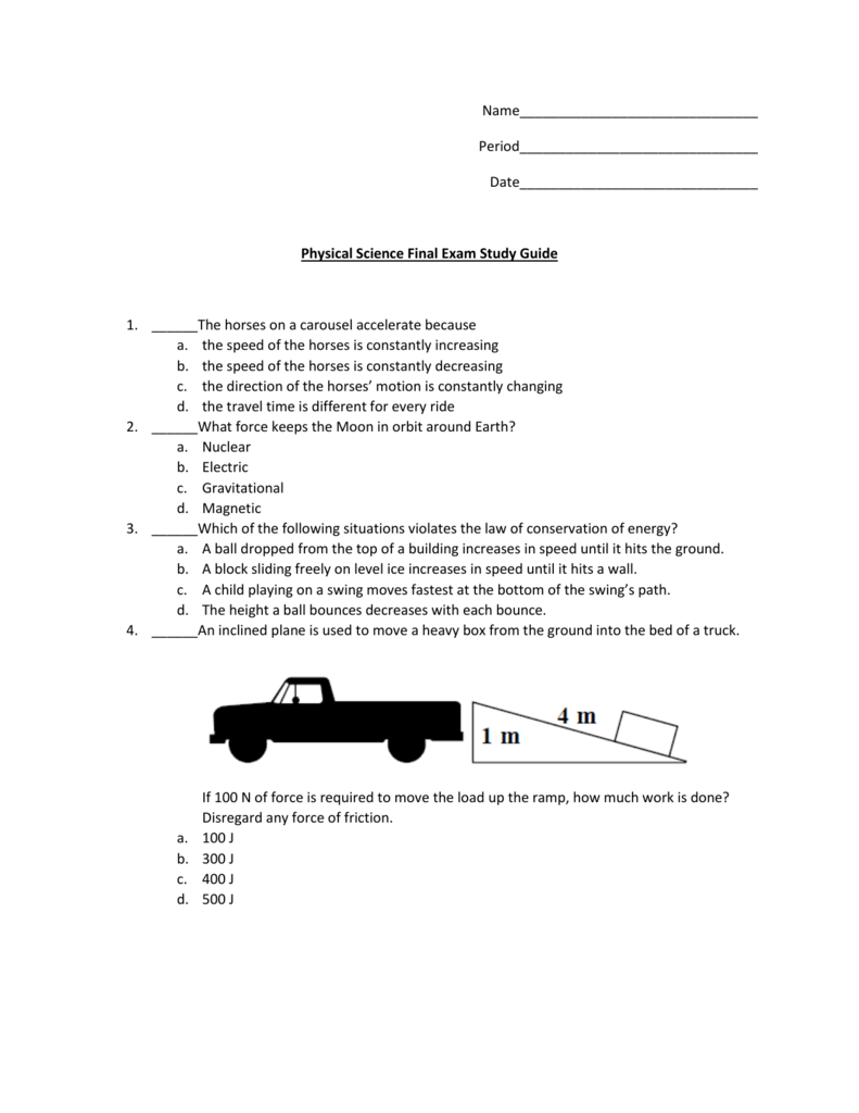 Physical Science Final Exam Study Guide Physical Science Final Exam Study Guide