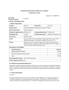 INTEGRATED SAFEGUARDS DATA SHEET CONCEPT STAGE