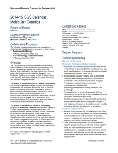 Molecular Genetics—MSc, PhD - School of Graduate Studies