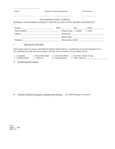 Referral to Determine Eligibility for Special Education & Related
