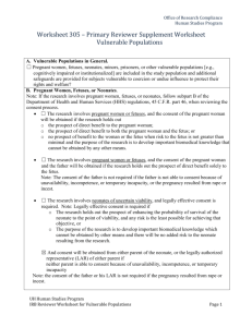 IRB Reviewer Worksheet - Vulnerable Populations