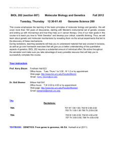 Tuesday, Thursday 12:30-01.45 Genome Science 200