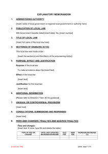 Local Laws Explanatory Memoranda Checklist