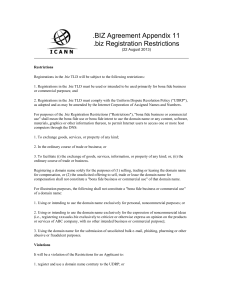 BIZ Agreement Appendix 11 .biz Registration Restrictions (22