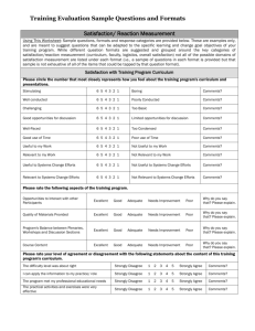 Training Evaluation Sample Questions and Formats Satisfaction