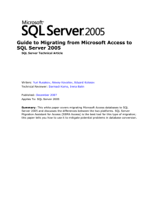 Guide to Migrating from Microsoft Access to SQL Server 2005