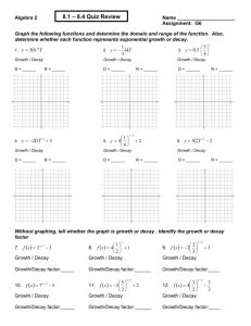 Algebra 2 Quiz Review 10