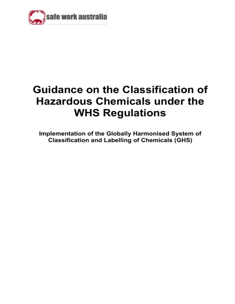 Guidance On The Classification Of Hazardous Chemicals Under The