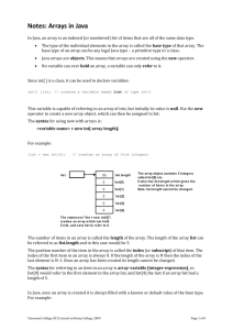 Arrays in Java notes