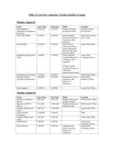 Office of University Admission Training Schedule Example