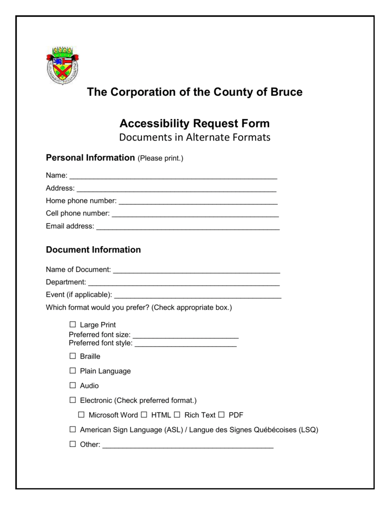 Accessibility Request Form (Word version) With Check Request Template Word