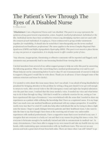 The Patient`s View Through The Eyes of A Disabled Nurse