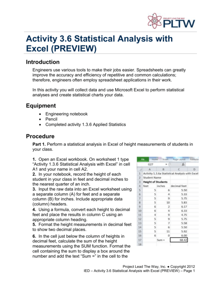 how to make a statistical analysis in excel