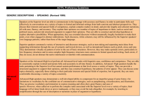 ACTFL Proficiency Guidelines GENERIC DESCRIPTIONS