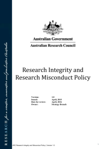 ARC Research Integrity and Research Misconduct Policy