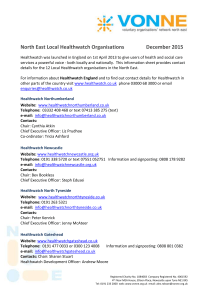 NE Local Healthwatch Organisations December 2015