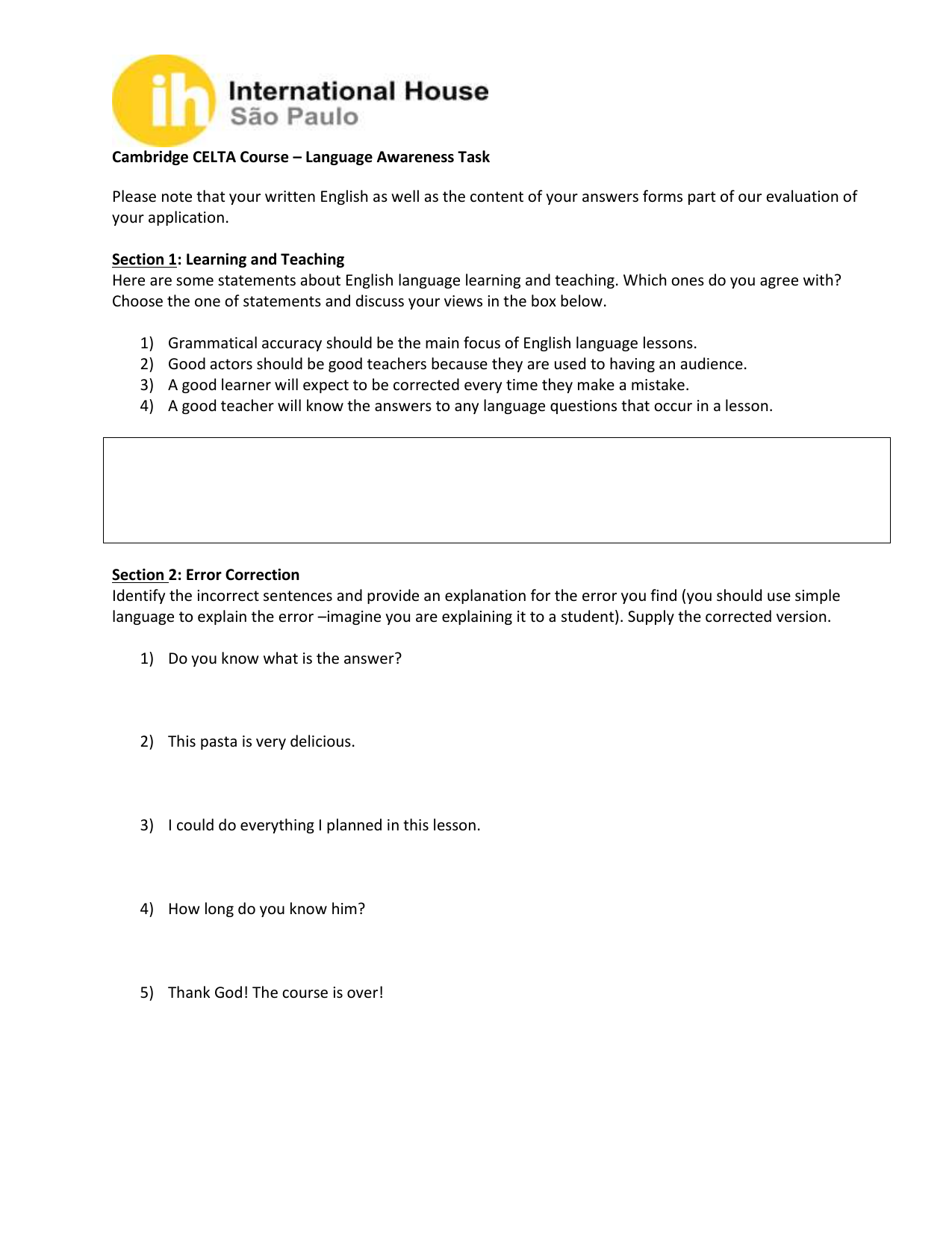 celta assignment focus on the learner interview questions