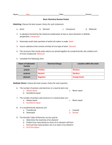Basic Chemistry Review Packet Key
