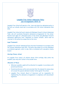 Langdale Free School Admissions Policy and Arrangements 2015-16