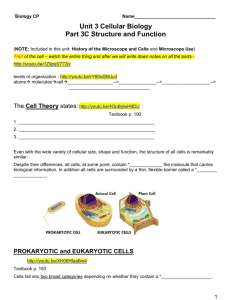 video notes - cell structure