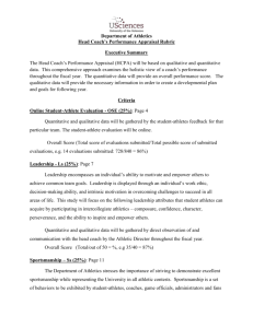 Head Coach`s Performance Appraisal Rubric