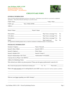 Child Intake Form - Amy McMann, MSW, LCSW