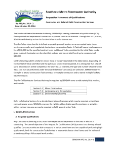 RFQ 2014-2 for Contractors - Southeast Metro Stormwater Authority