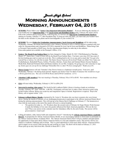 Brush High School Morning Announcements Wednesday, February