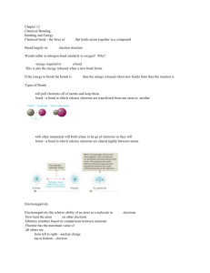 Chapter 12 Chemical Bonding Bonding and Energy Chemical bond