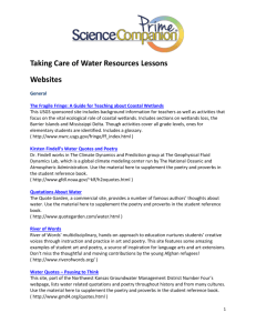 Taking Care of Water Resources Lessons