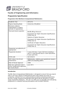 Programme title: BSc(Hons) Computational