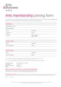 Arts Membership Joining Form