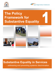 The Policy Framework for Substantive Equality