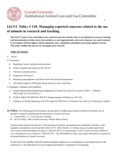 IACUC Policy # 110: Managing reported concerns related to the use