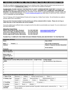 TRAVEL CLINIC FORM - Cheadle Medical Practice