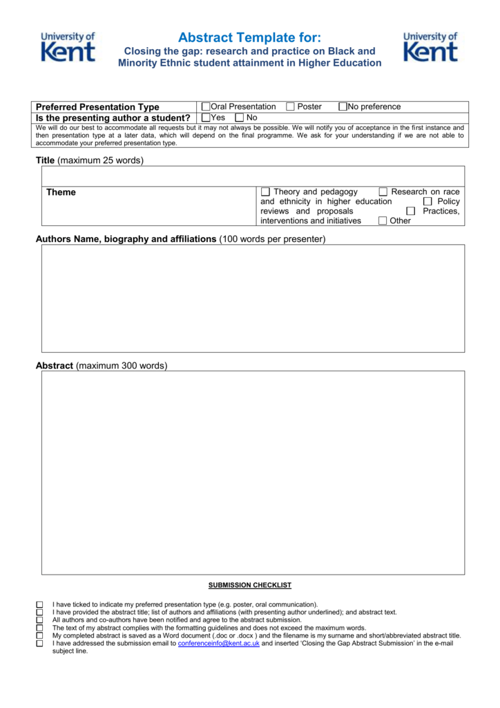 Abstract Submission form University of Kent [4]