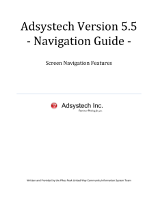 Adsystech Version 5.5 - Navigation Guide -