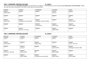 YEAR 7 HOMEWORK TIMETABLE 2015/2016 7C